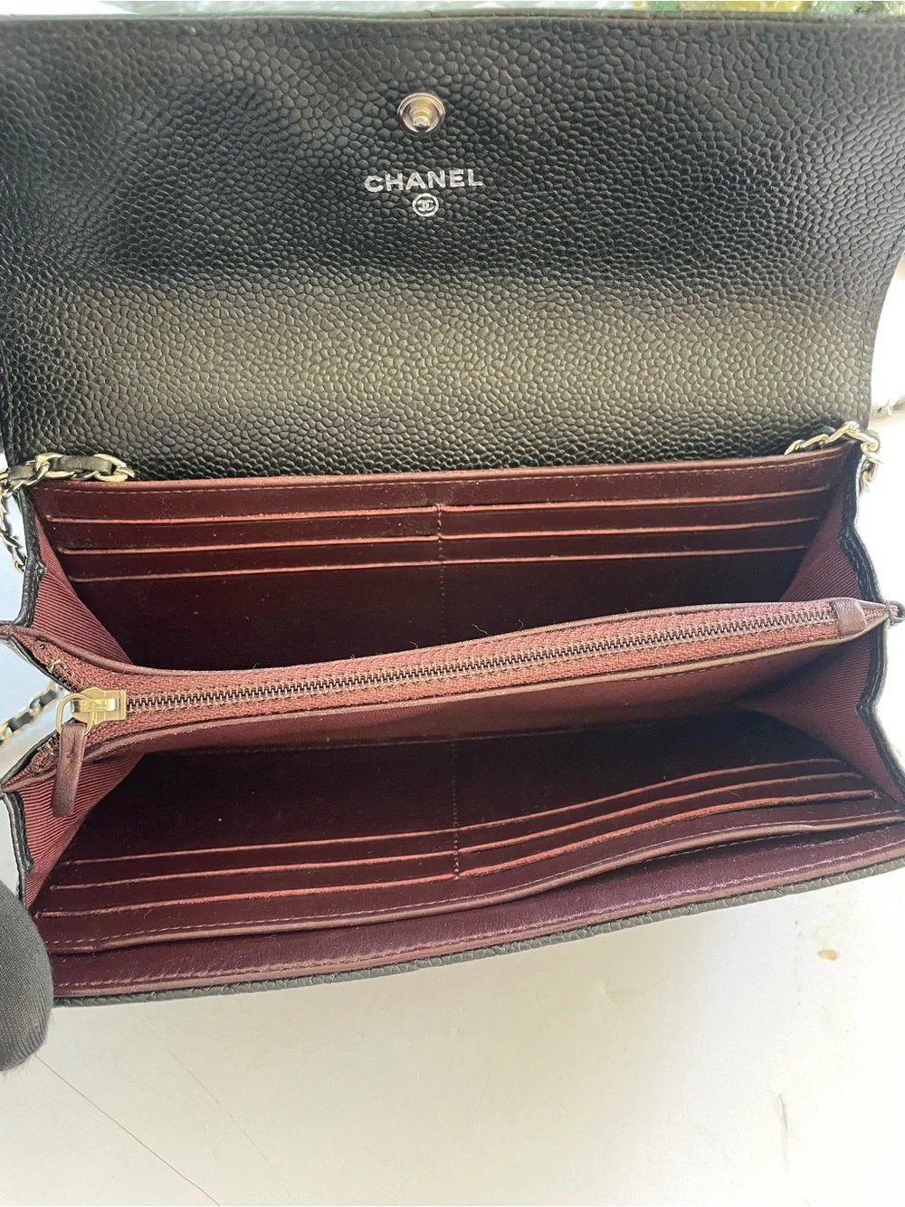 Auth. 🖤BLACK  CHANEL CAVIAR LONG WALLET WITH SILVER TONE HARDWARE.